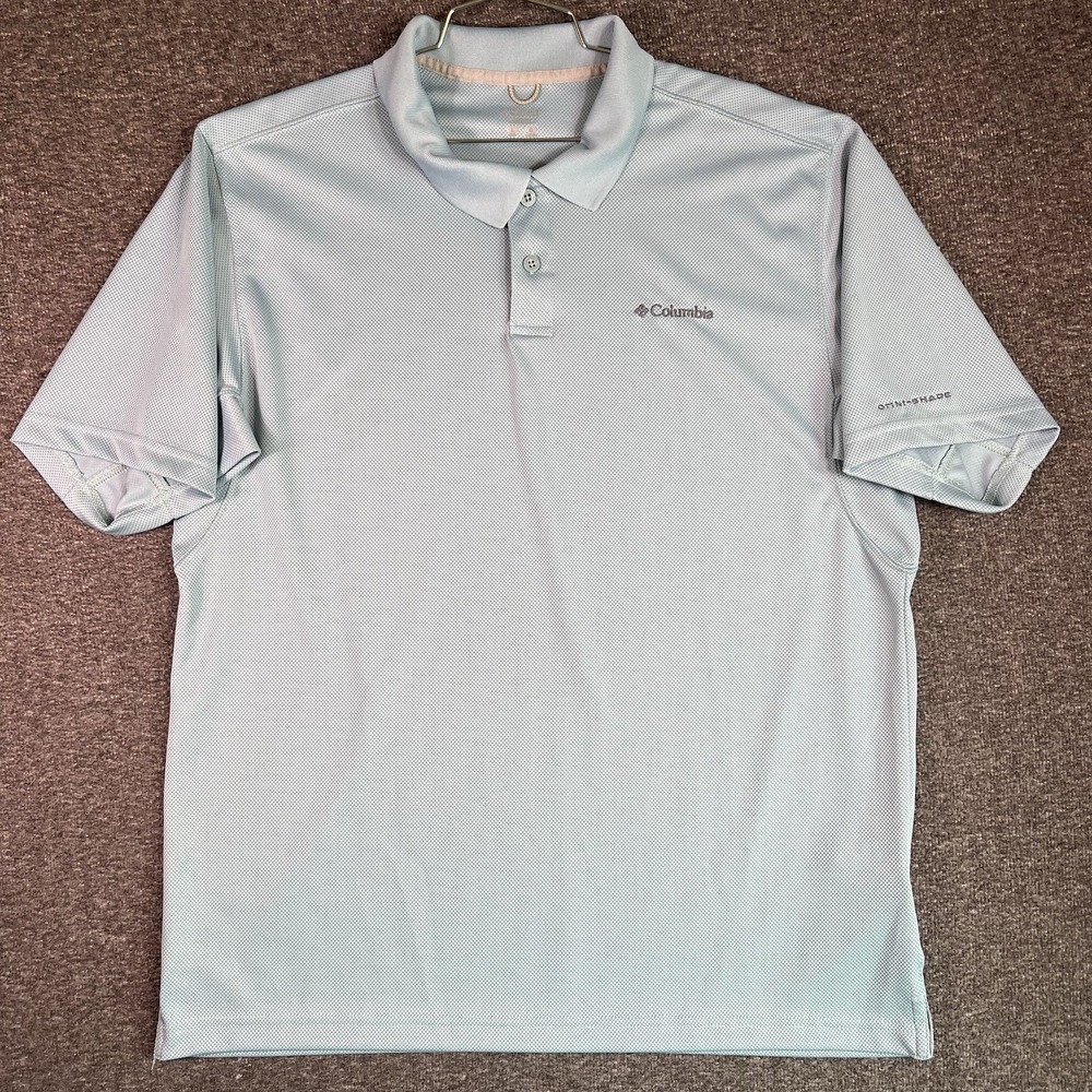 Columbia Golf Polo Mens Large Light Blue Short Sleeve Omni-Shade Athletic Shirt